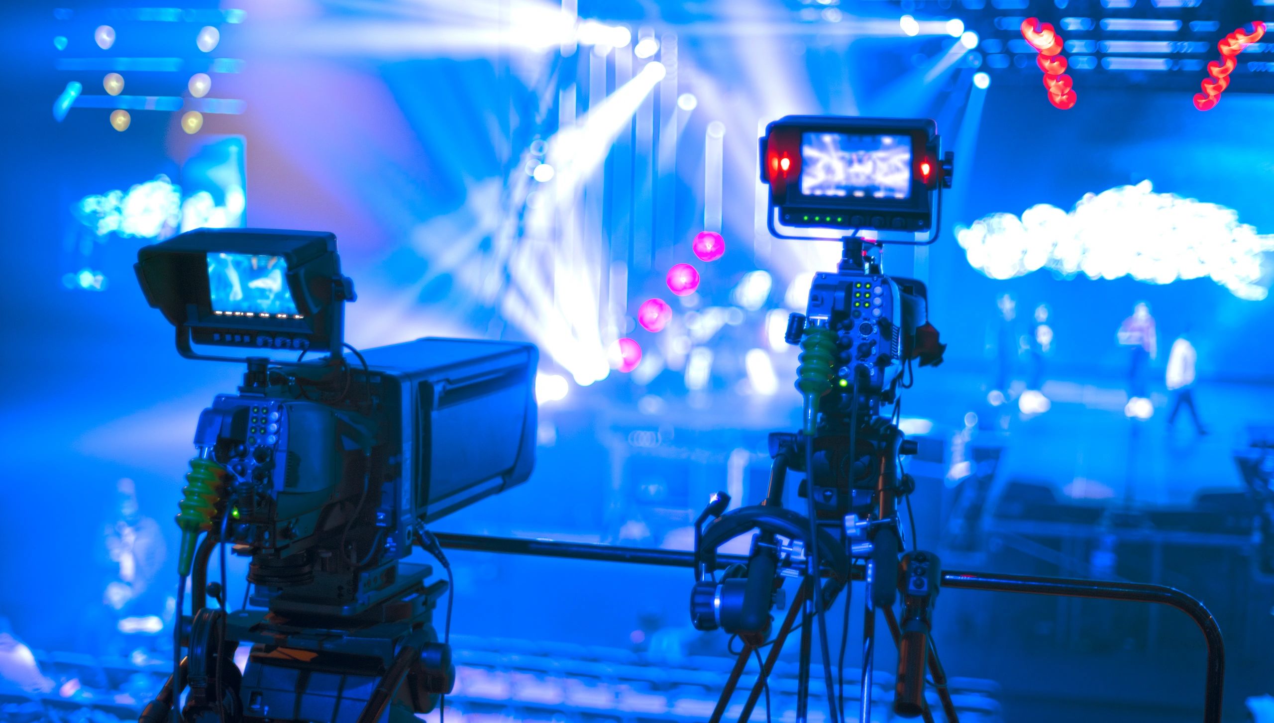 Camera at concert online broadcast.